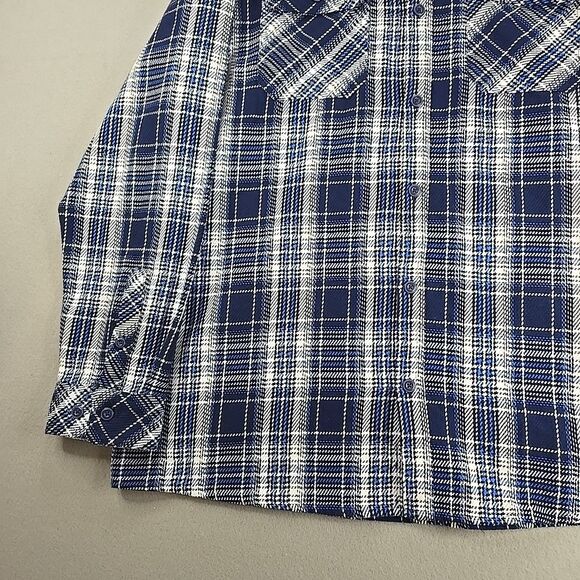 Pacific Trail Blue White Plaid Blanket Flannel L/S Heavy Waight Shirt NWT Men XL - Picture 4 of 8
